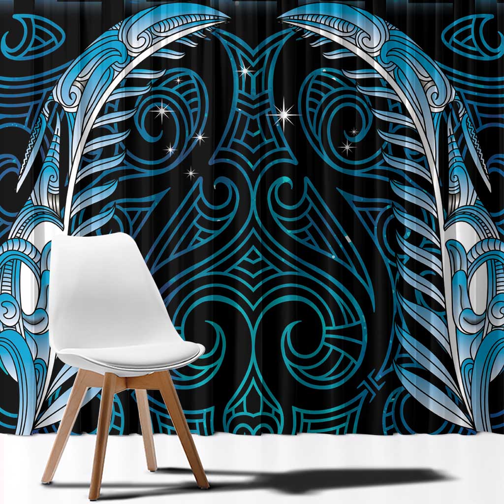 Blue Matariki New Zealand Window Curtain Maori Poutama Galaxy Vibes