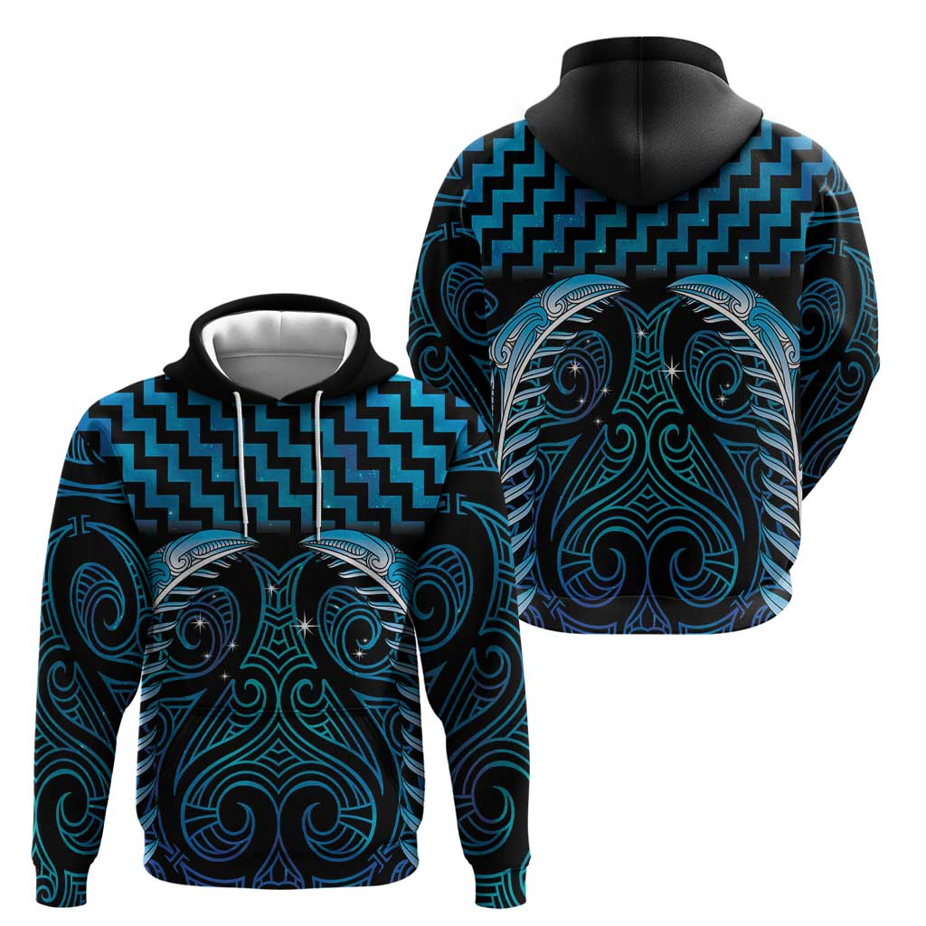 Blue Matariki New Zealand Zip Hoodie Maori Poutama Galaxy Vibes