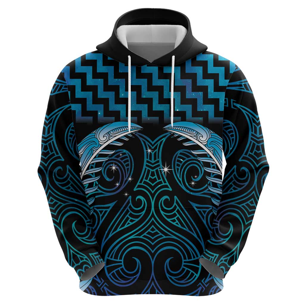 Blue Matariki New Zealand Zip Hoodie Maori Poutama Galaxy Vibes