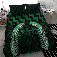 Green Matariki New Zealand Bedding Set Maori Poutama Galaxy Vibes