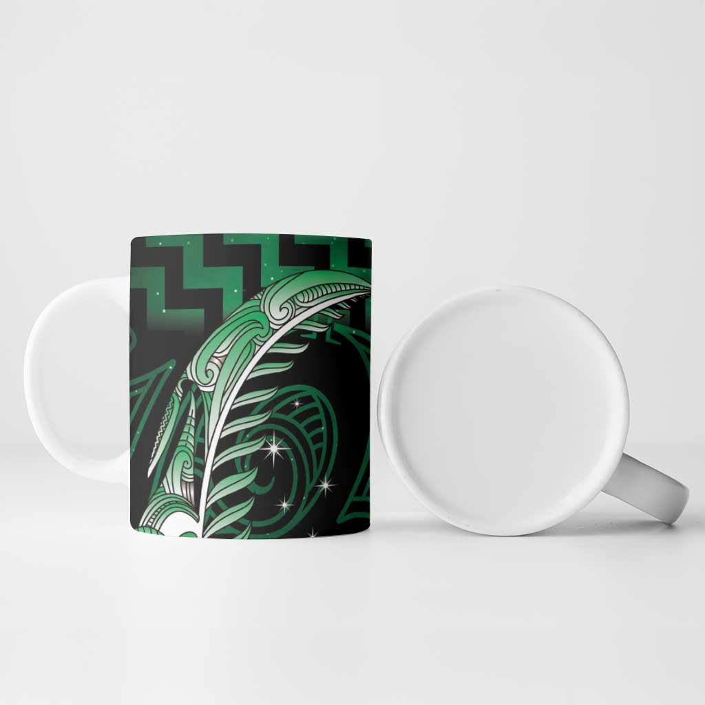 Green Matariki New Zealand Ceramic Mug Maori Poutama Galaxy Vibes - Polynesian Pride