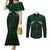 Green Matariki New Zealand Couples Matching Mermaid Dress and Long Sleeve Button Shirt Maori Poutama Galaxy Vibes