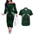 Green Matariki New Zealand Couples Matching Off The Shoulder Long Sleeve Dress and Hawaiian Shirt Maori Poutama Galaxy Vibes