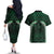 Green Matariki New Zealand Couples Matching Off The Shoulder Long Sleeve Dress and Hawaiian Shirt Maori Poutama Galaxy Vibes