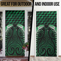 Green Matariki New Zealand Door Cover Maori Poutama Galaxy Vibes - Polynesian Pride