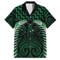 Green Matariki New Zealand Family Matching Off The Shoulder Long Sleeve Dress and Hawaiian Shirt Maori Poutama Galaxy Vibes