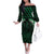 Green Matariki New Zealand Family Matching Off The Shoulder Long Sleeve Dress and Hawaiian Shirt Maori Poutama Galaxy Vibes