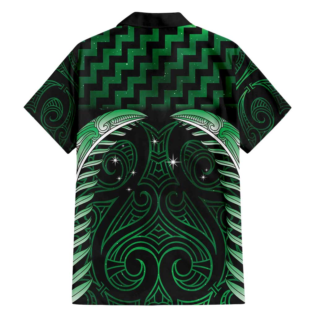 Green Matariki New Zealand Family Matching Puletasi and Hawaiian Shirt Maori Poutama Galaxy Vibes