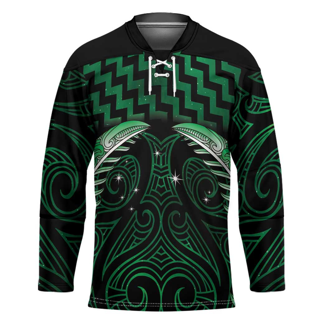 Green Matariki New Zealand Hockey Jersey Maori Poutama Galaxy Vibes - Polynesian Pride