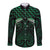 Green Matariki New Zealand Long Sleeve Button Shirt Maori Poutama Galaxy Vibes