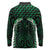 Green Matariki New Zealand Long Sleeve Polo Shirt Maori Poutama Galaxy Vibes