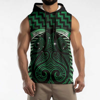 Green Matariki New Zealand Sleeveless Hoodie Maori Poutama Galaxy Vibes - Polynesian Pride