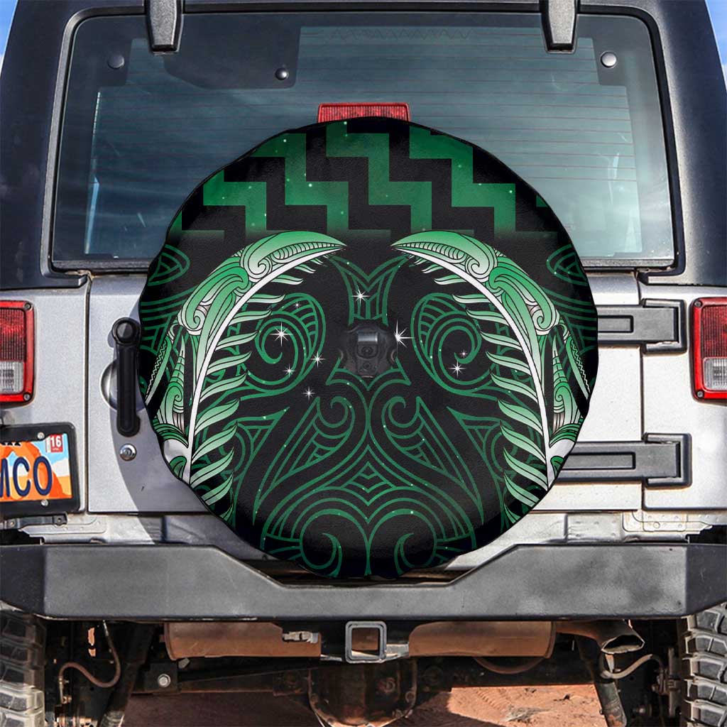 Green Matariki New Zealand Spare Tire Cover Maori Poutama Galaxy Vibes