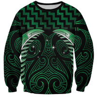 Green Matariki New Zealand Sweatshirt Maori Poutama Galaxy Vibes