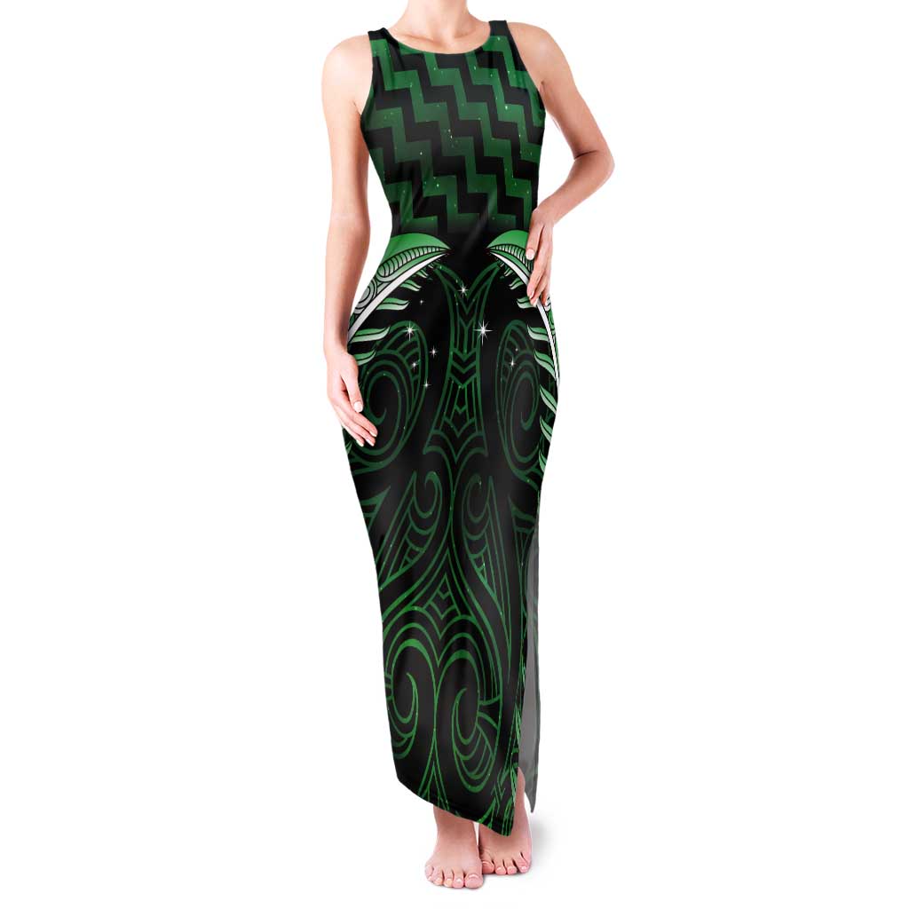 Green Matariki New Zealand Tank Maxi Dress Maori Poutama Galaxy Vibes