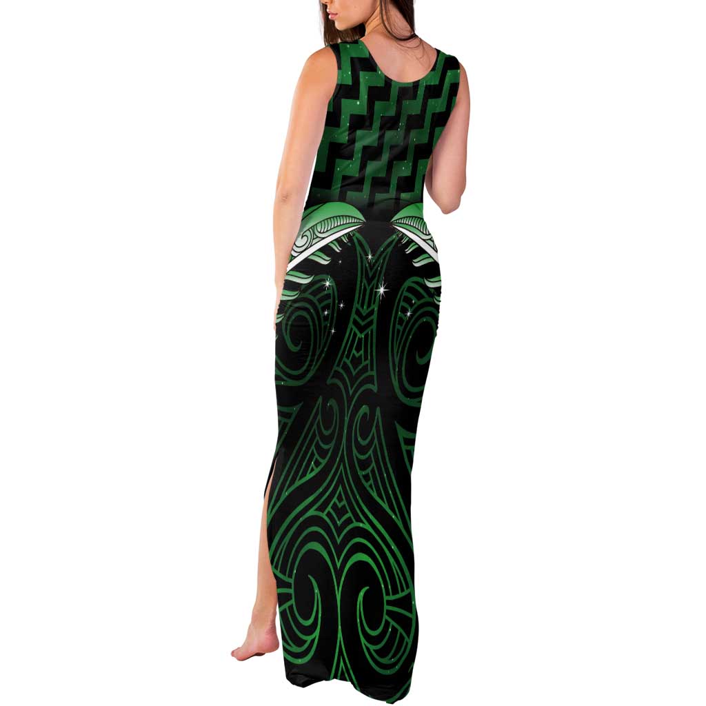 Green Matariki New Zealand Tank Maxi Dress Maori Poutama Galaxy Vibes