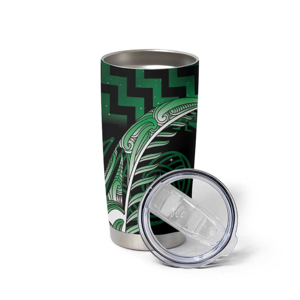 Green Matariki New Zealand Tumbler Cup Maori Poutama Galaxy Vibes