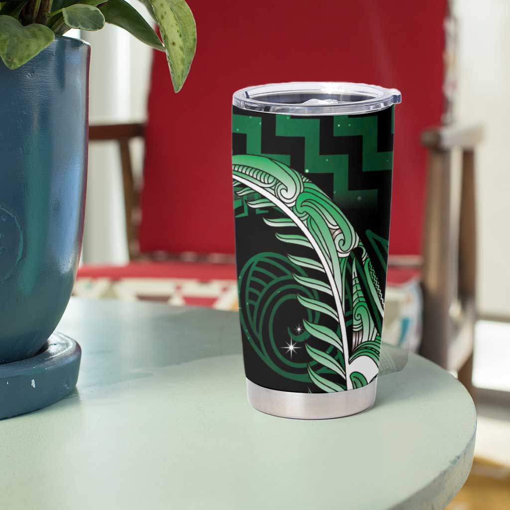 Green Matariki New Zealand Tumbler Cup Maori Poutama Galaxy Vibes