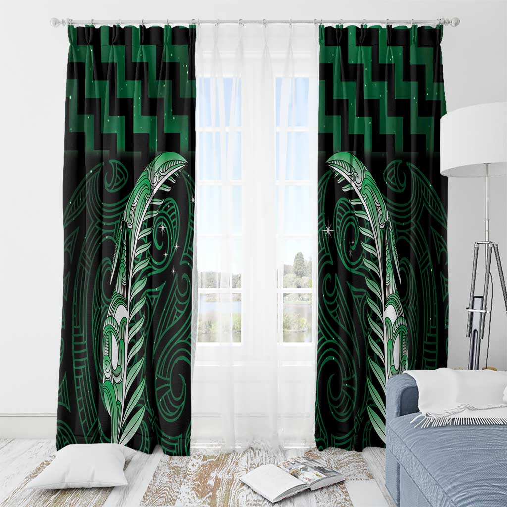 Green Matariki New Zealand Window Curtain Maori Poutama Galaxy Vibes