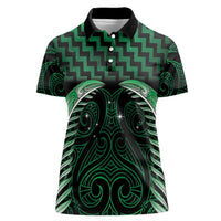 Green Matariki New Zealand Women Polo Shirt Maori Poutama Galaxy Vibes