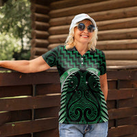 Green Matariki New Zealand Women Polo Shirt Maori Poutama Galaxy Vibes