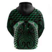 Green Matariki New Zealand Zip Hoodie Maori Poutama Galaxy Vibes