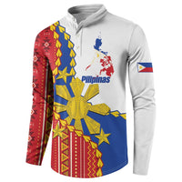 Philippines Independence Day Button Sweatshirt Pilipinas Sun Stars Igorot Pattern
