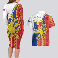 Philippines Independence Day Couples Matching Long Sleeve Bodycon Dress and Hawaiian Shirt Pilipinas Sun Stars Igorot Pattern LT14 - Polynesian Pride