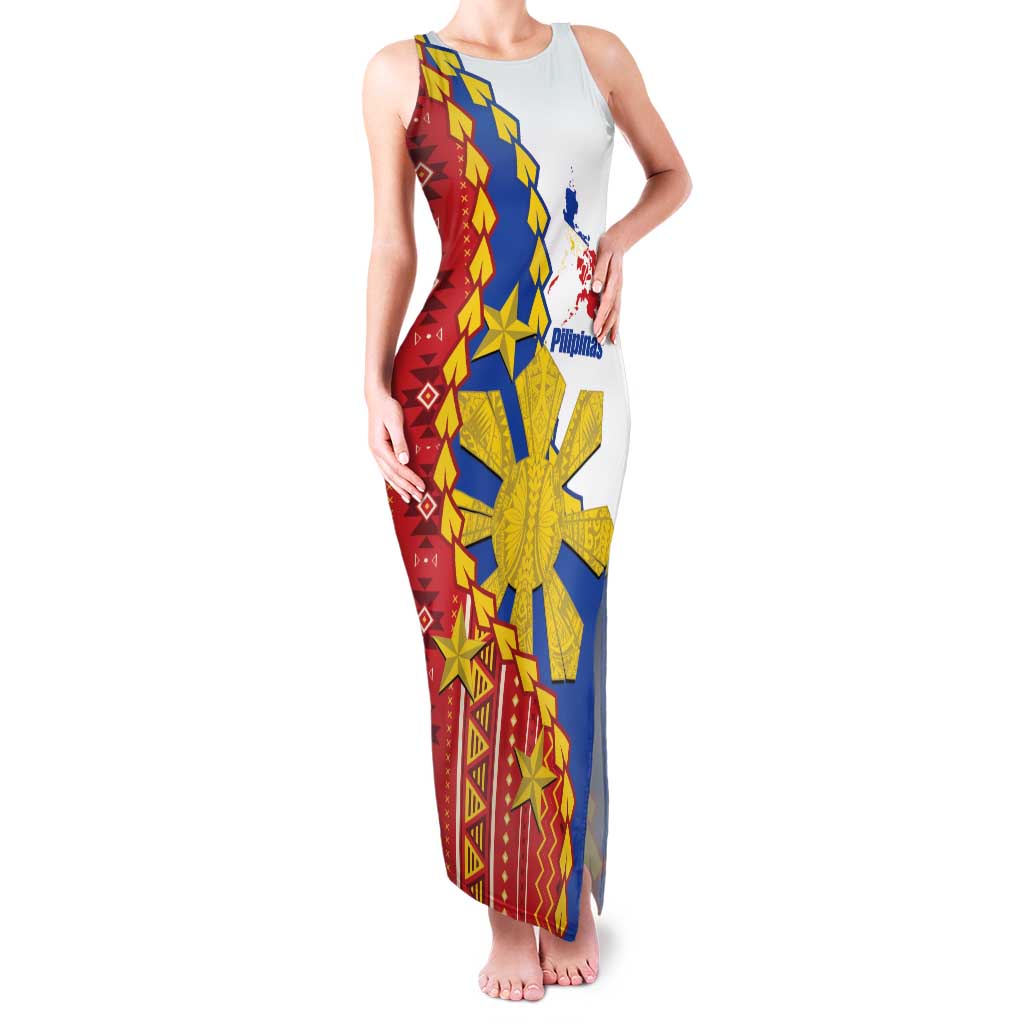 Philippines Independence Day Family Matching Tank Maxi Dress and Hawaiian Shirt Pilipinas Sun Stars Igorot Pattern