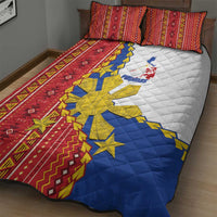 Philippines Independence Day Quilt Bed Set Pilipinas Sun Stars Igorot Pattern