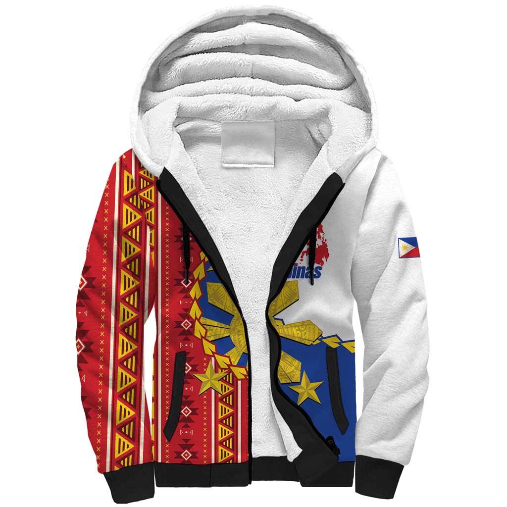 Philippines Independence Day Sherpa Hoodie Pilipinas Sun Stars Igorot Pattern LT14 Unisex Red - Polynesian Pride