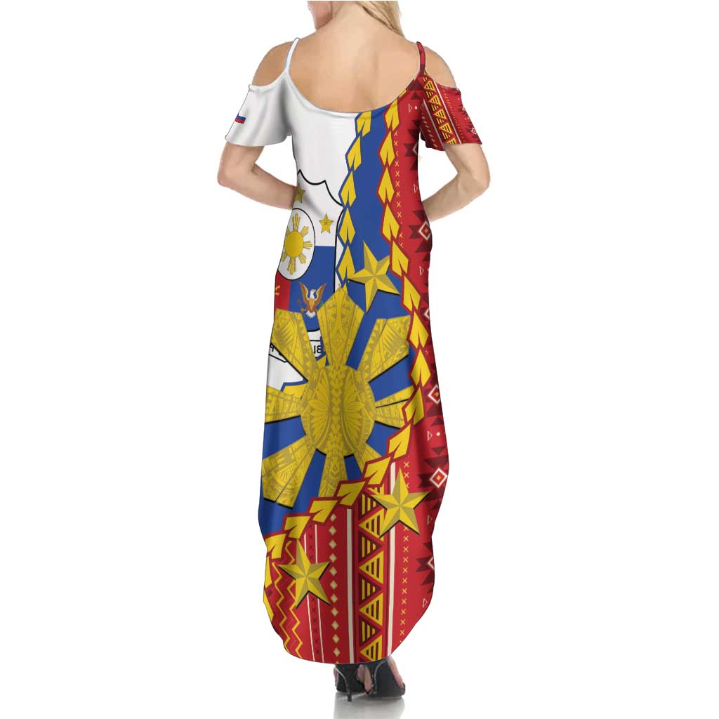 Philippines Independence Day Summer Maxi Dress Pilipinas Sun Stars Igorot Pattern
