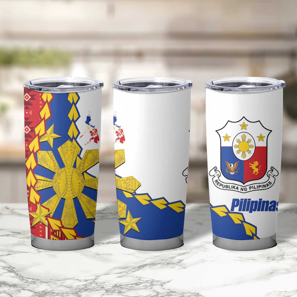 Philippines Independence Day Tumbler Cup Pilipinas Sun Stars Igorot Pattern LT14 - Polynesian Pride
