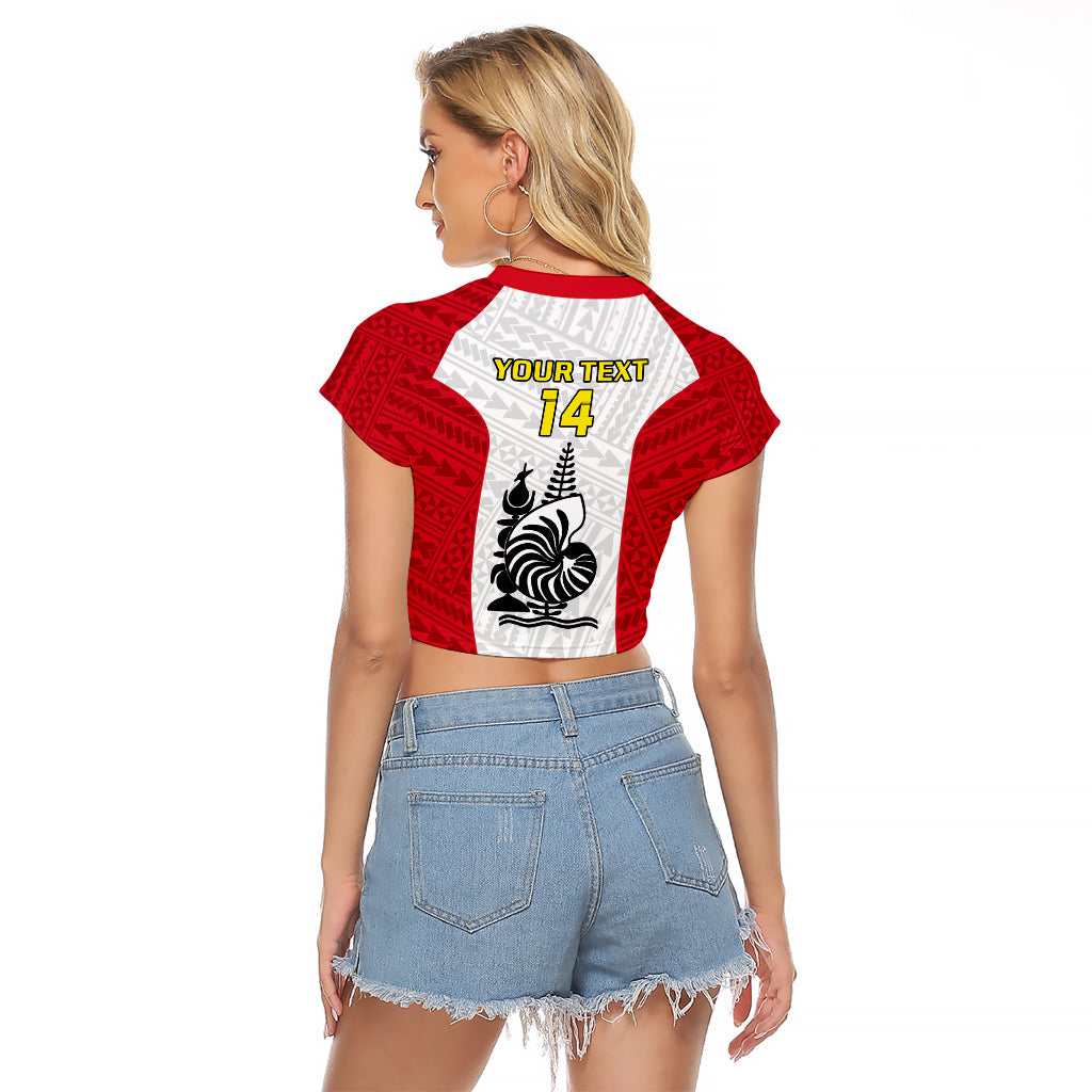 Personalised New Caledonia Football Raglan Cropped T Shirt Polynesian Pattern Sporty Style LT14 - Polynesian Pride