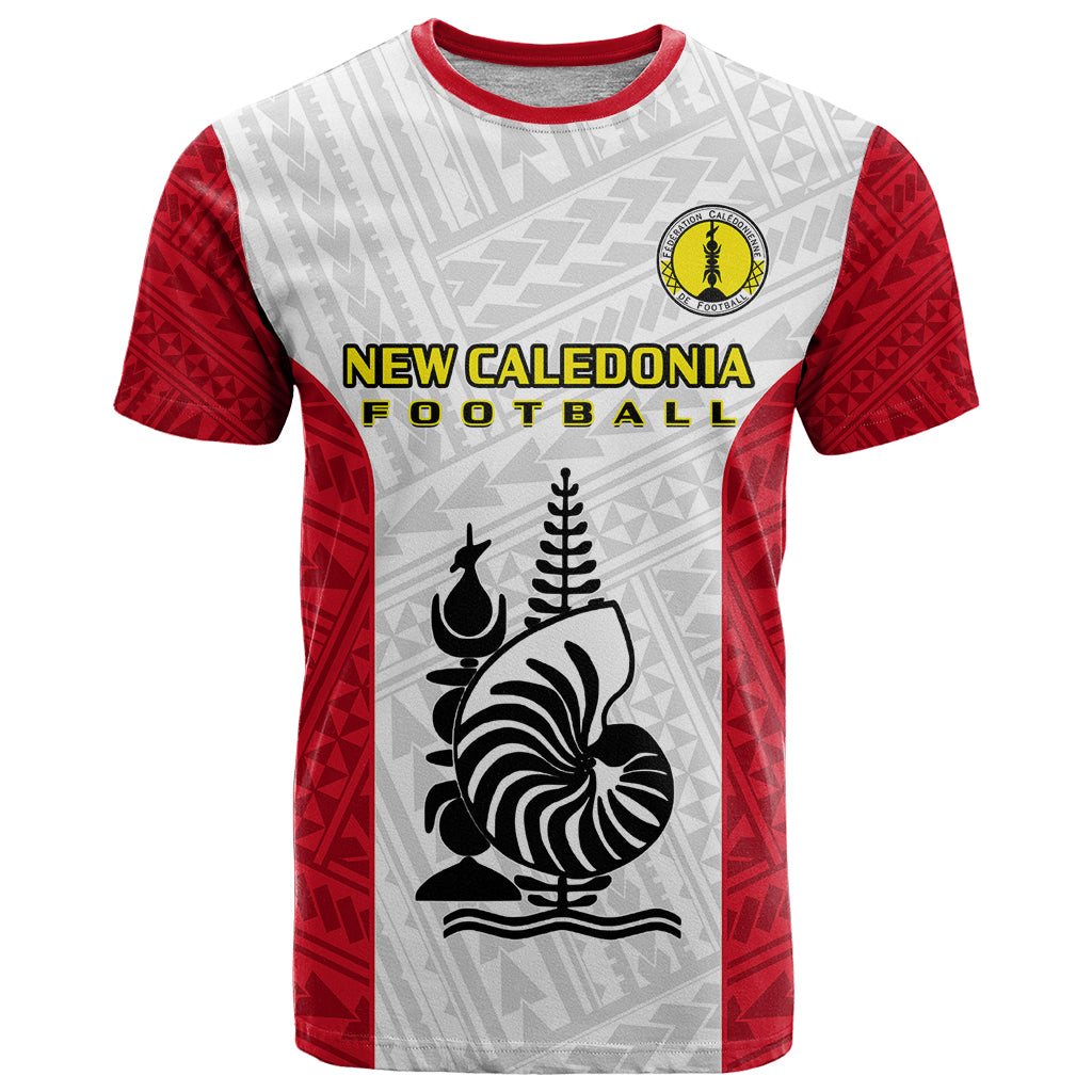 Custom New Caledonia Football T Shirt Polynesian Pattern Sporty Style LT14 Red - Polynesian Pride