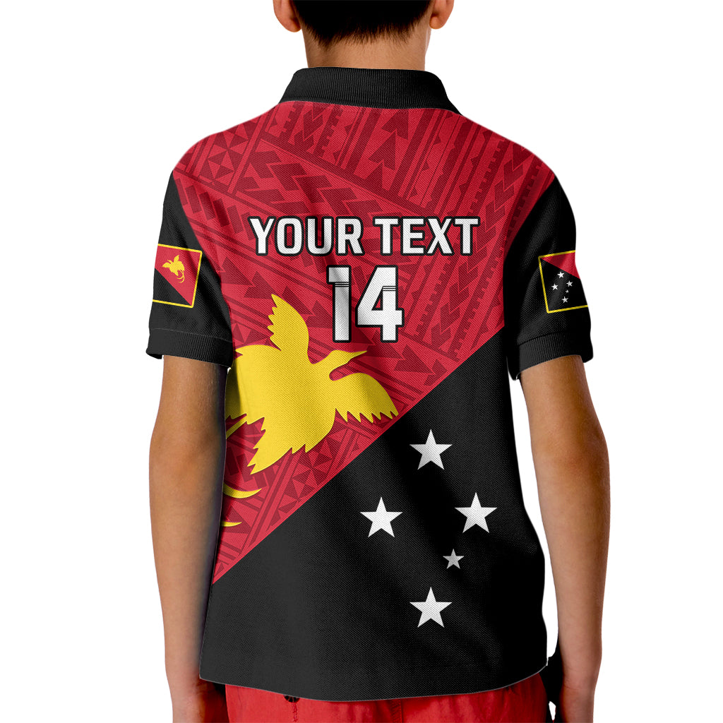 Personalised Papua New Guinea Football Kid Polo Shirt Go PNG Polynesian Pattern Sporty Style LT14 - Polynesian Pride
