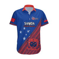 Personalised Samoa Football Hawaiian Shirt Samoan Coat Of Arm Polynesian Sporty Style LT14 Blue - Polynesian Pride