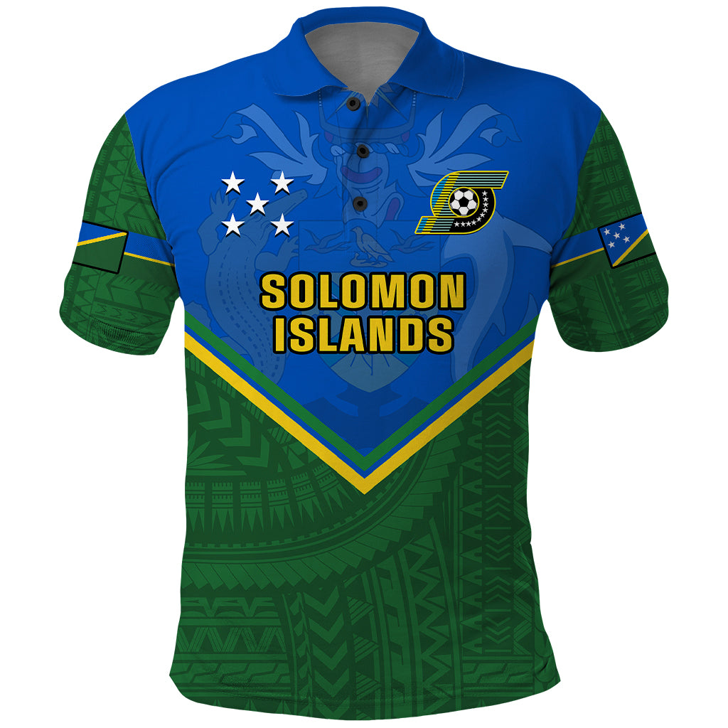 Solomon Islands Football Polo Shirt Polynesian Pattern Sporty Style LT14 Green - Polynesian Pride