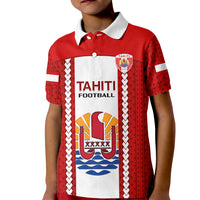 Tahitian Football Kid Polo Shirt Tahiti Coat Of Arm Polynesian Sporty Style LT14 Kid Red - Polynesian Pride