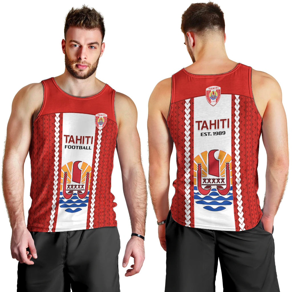 Tahitian Football Men Tank Top Tahiti Coat Of Arm Polynesian Sporty Style LT14 - Polynesian Pride