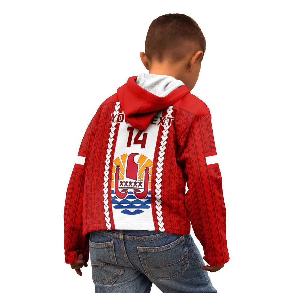 Personalised Tahitian Football Kid Hoodie Tahiti Coat Of Arm Polynesian Sporty Style LT14 - Polynesian Pride