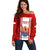 Personalised Tahitian Football Off Shoulder Sweater Tahiti Coat Of Arm Polynesian Sporty Style LT14 Women Red - Polynesian Pride