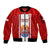 Personalised Tahitian Football Sleeve Zip Bomber Jacket Tahiti Coat Of Arm Polynesian Sporty Style LT14 Unisex Red - Polynesian Pride