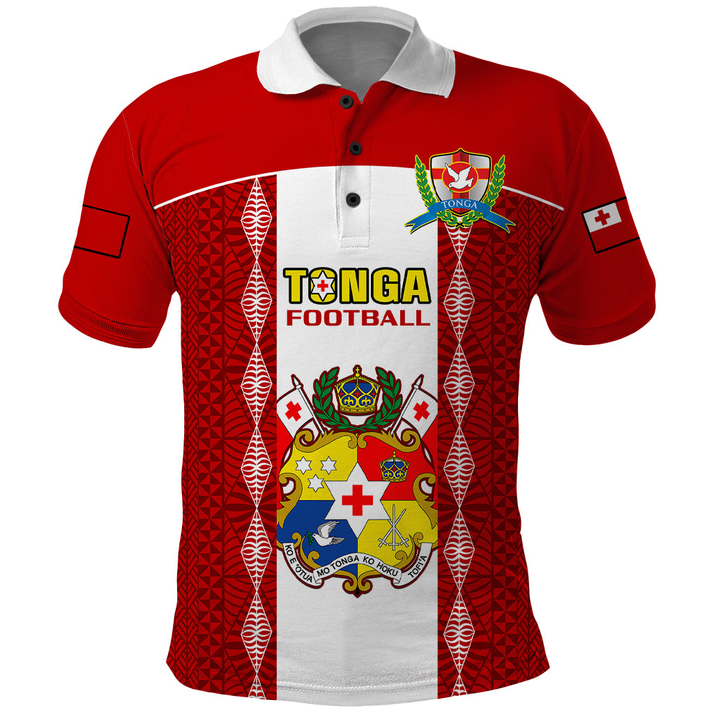 Tonga Football Polo Shirt Tongan Ngatu Pattern Sporty Style LT14 Red - Polynesian Pride