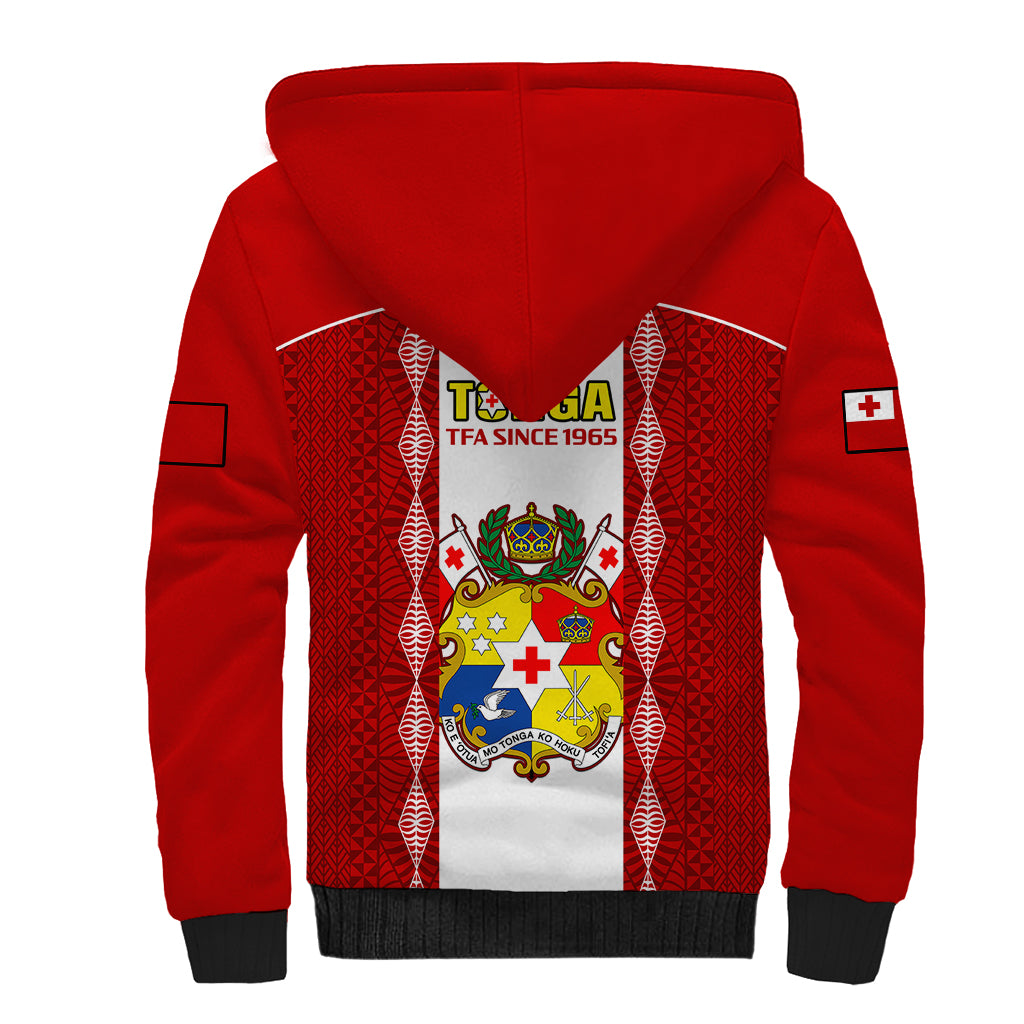 Tonga Football Sherpa Hoodie Tongan Ngatu Pattern Sporty Style LT14 - Polynesian Pride