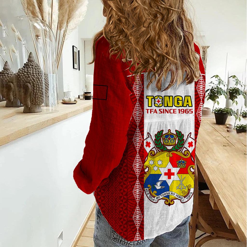 Tonga Football Women Casual Shirt Tongan Ngatu Pattern Sporty Style LT14 - Polynesian Pride