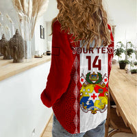 Personalised Tonga Football Women Casual Shirt Tongan Ngatu Pattern Sporty Style LT14 - Polynesian Pride