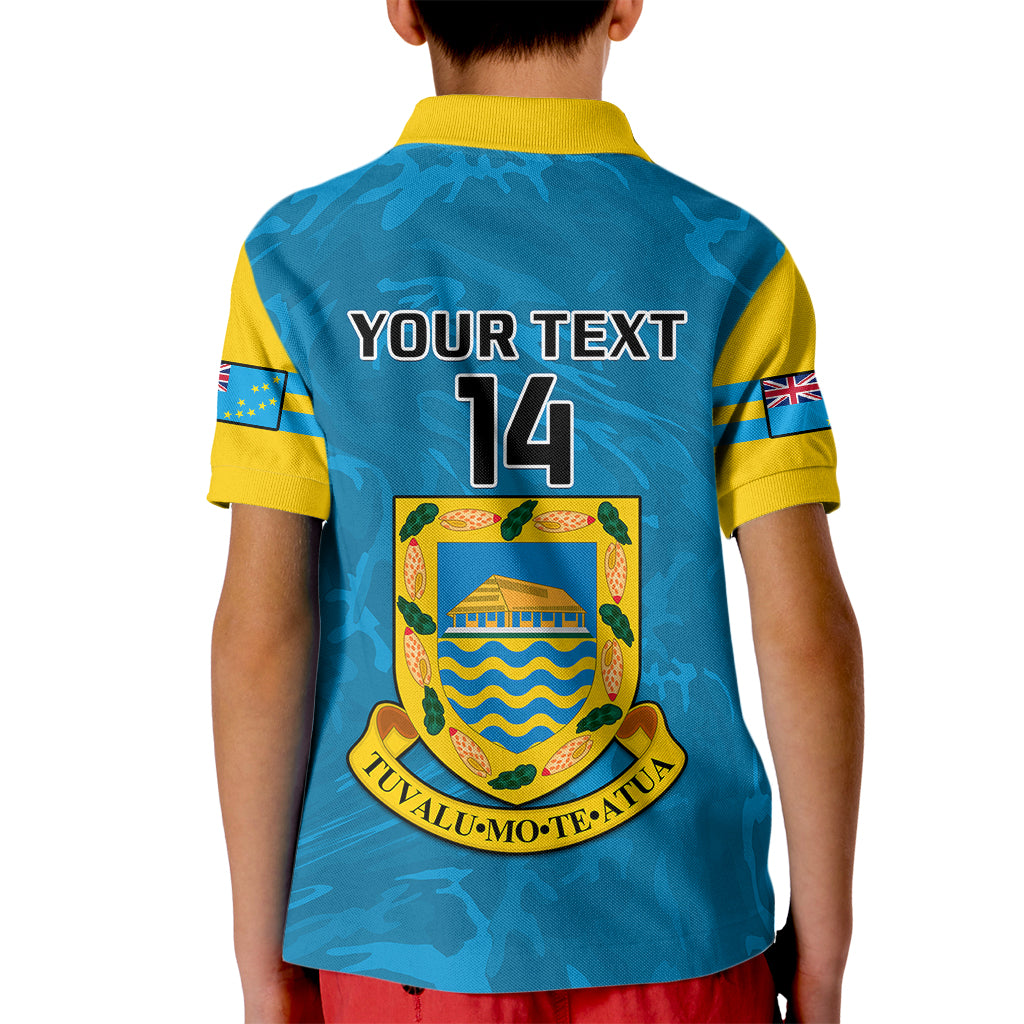 Personalised Tuvalu Islands Football Kid Polo Shirt Polynesian Pattern Sporty Style LT14 - Polynesian Pride