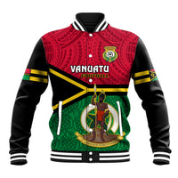 Vanuatu Football Baseball Jacket Vanuatuan Coat Of Arm Polynesian Flag Style LT14 Unisex Red - Polynesian Pride