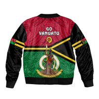 Vanuatu Football Sleeve Zip Bomber Jacket Vanuatuan Coat Of Arm Polynesian Flag Style LT14 - Polynesian Pride
